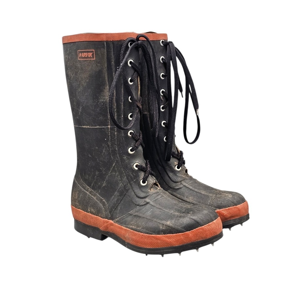 Harvik‎ Men's Size 8 M Boots Logging Spiked Forestry Rubber Boots W Champ Caulks